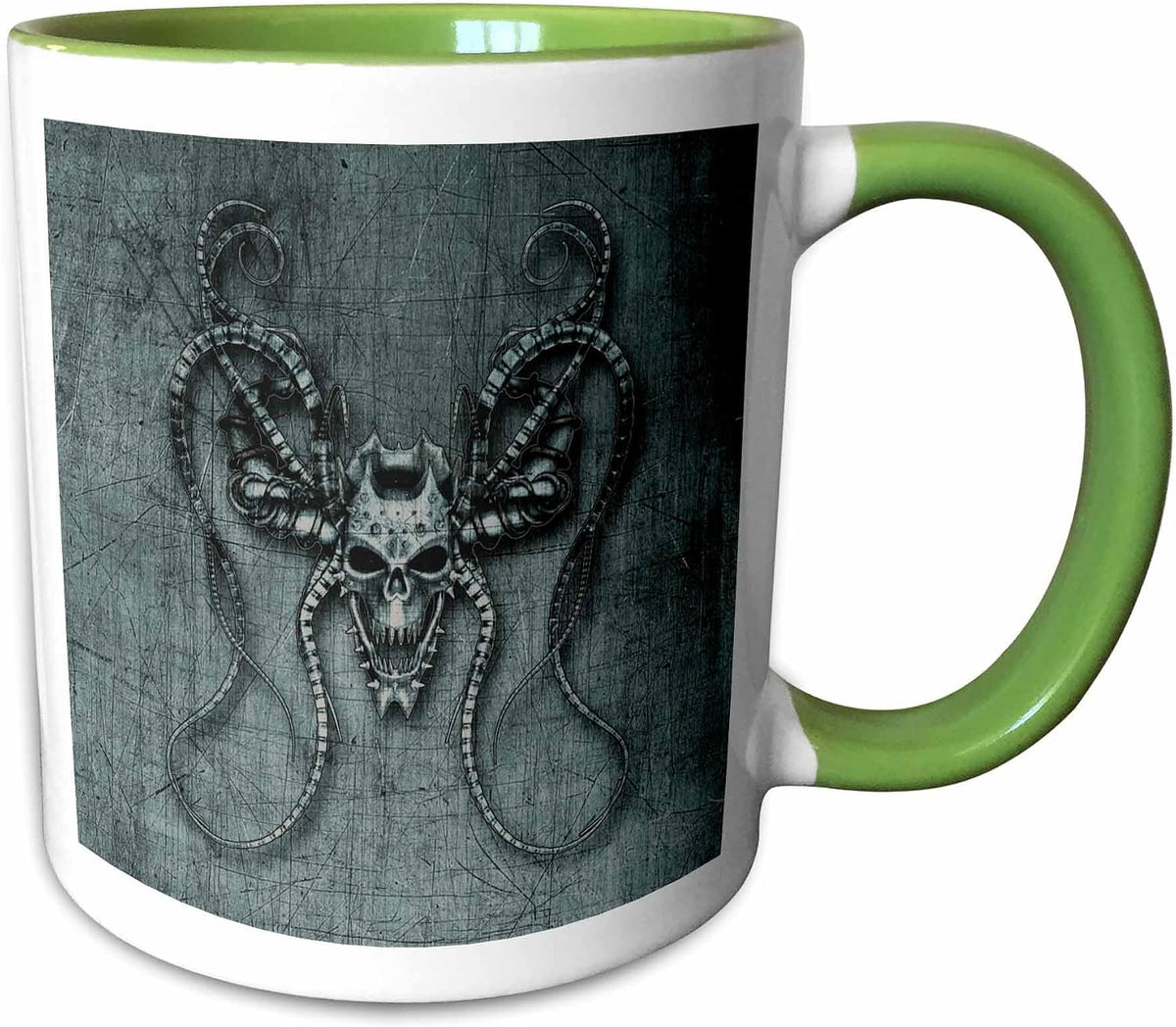 Scary Creature Grunge Style Grey Art Halloween Ceramic Mug