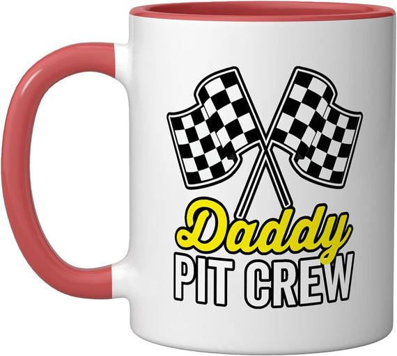 Daddy Pit Crew Racing Checkered Flags Ceramic Mug