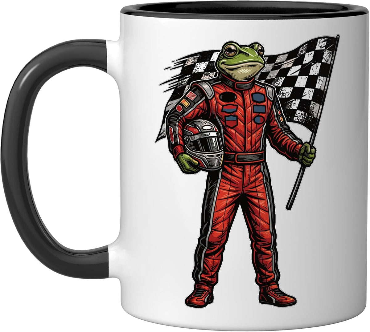 Race Car Driver Frog Motorsport Track Day Pit Crew Humor Ceramic Mug