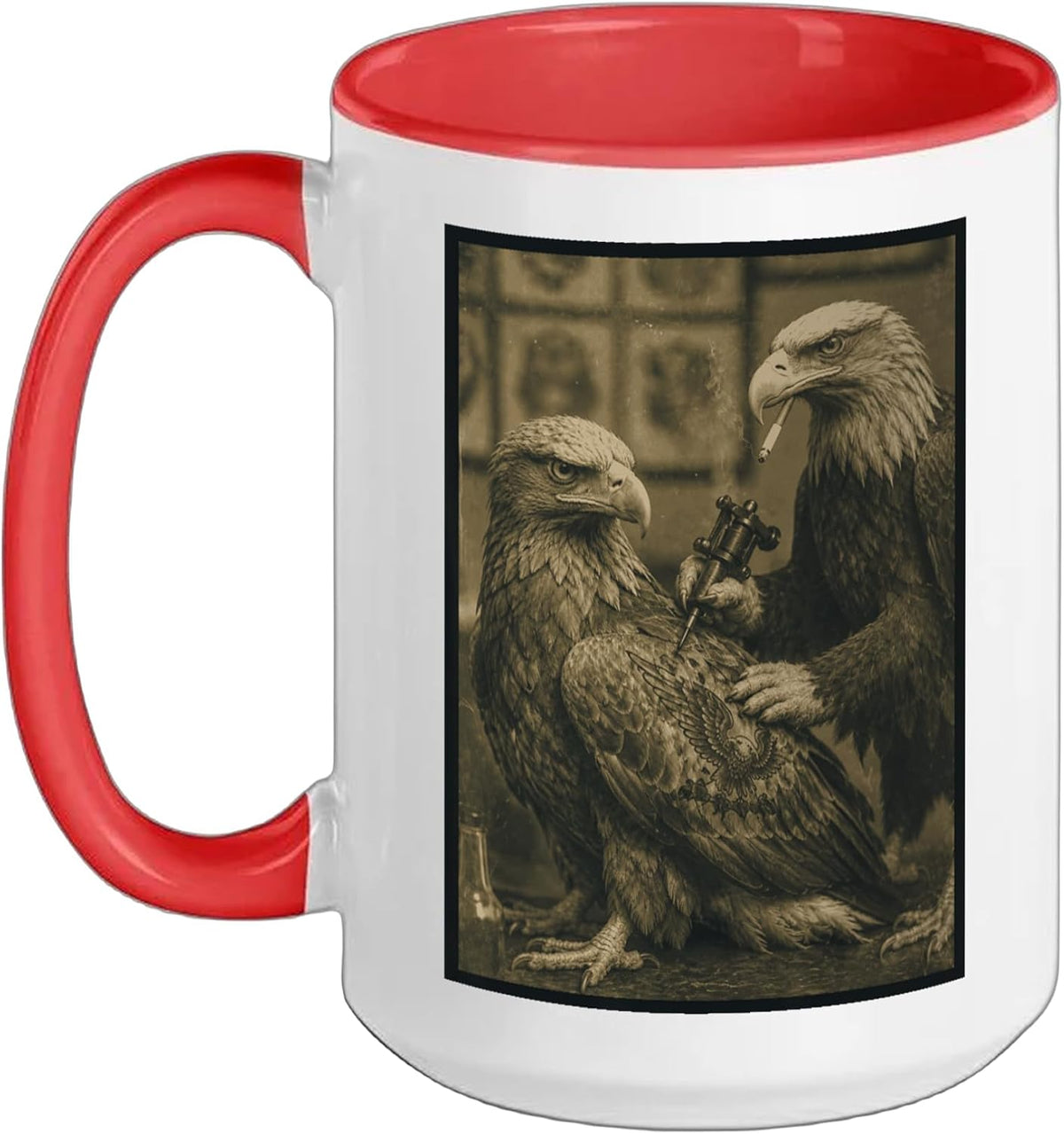 Bald Eagle Tattooing Eagle Vintage Tattoo Parlor Art Ceramic Mug
