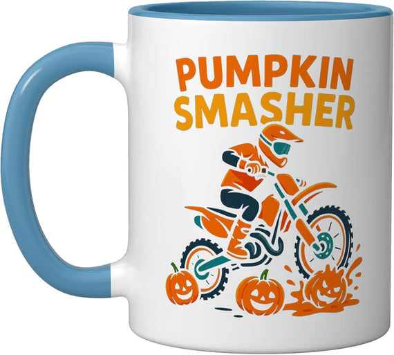 Pumpkin Smasher Dirt Bike Halloween Racing Trick Treat Ceramic Mug