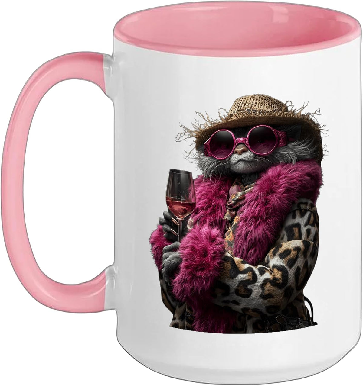 Stylish Raccoon Portrait Animal Lover Graphic Round Pink Ceramic Mug