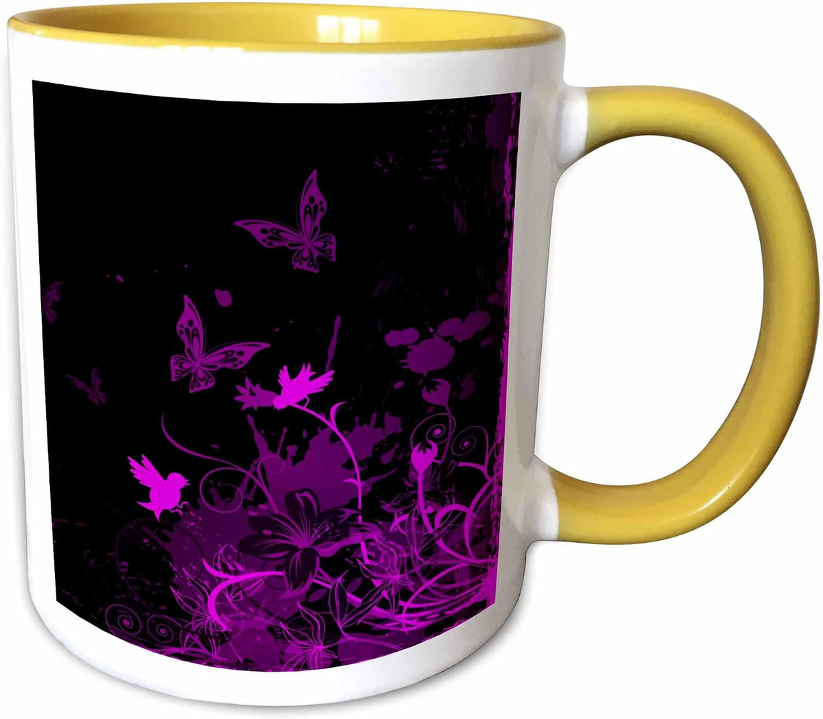 Bright Pink Grunge With Flowers Ceramic Mug