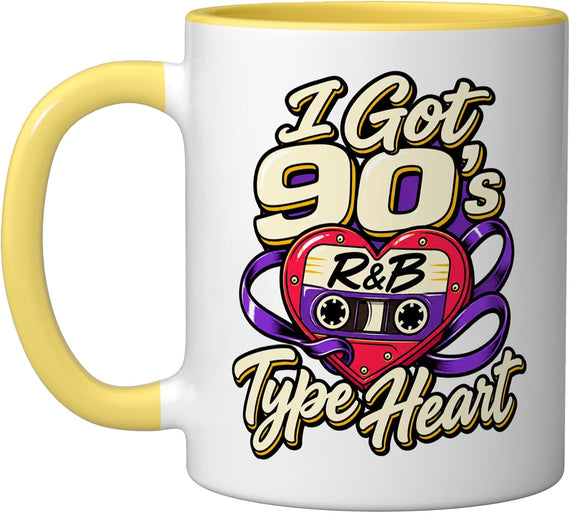 90s R&B Type Heart Funny Retro Cassette Music Fan Ceramic Mug