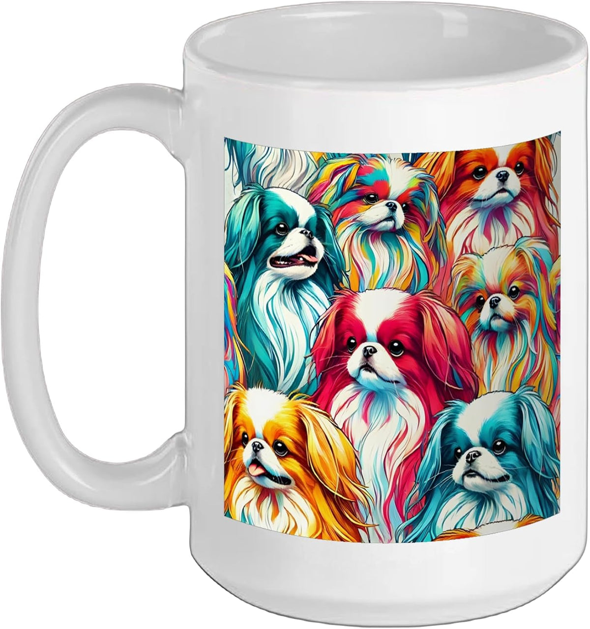 Colorful Pop Art Chin Dog Lover Japanese Chin Ceramic Mug