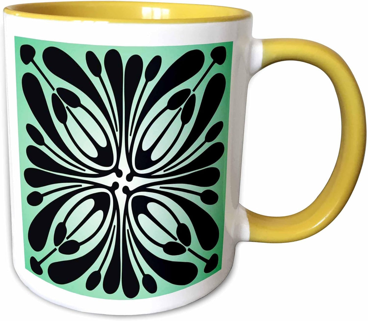 Aqua N Black Art Deco Pattern Ceramic Mug
