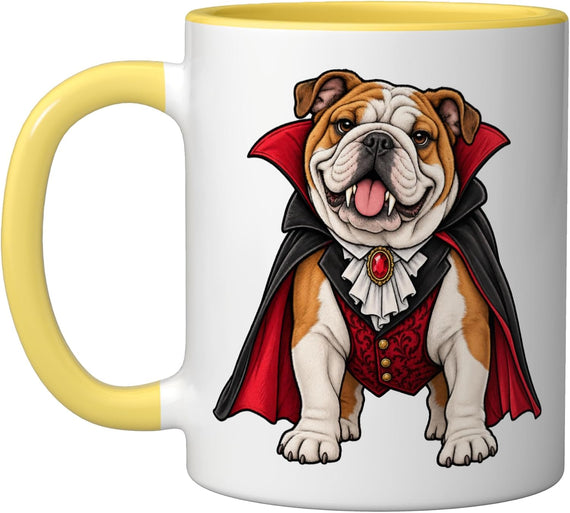 English Bulldog Dog Dressed As A Vampire Halloween Ceramic Mug