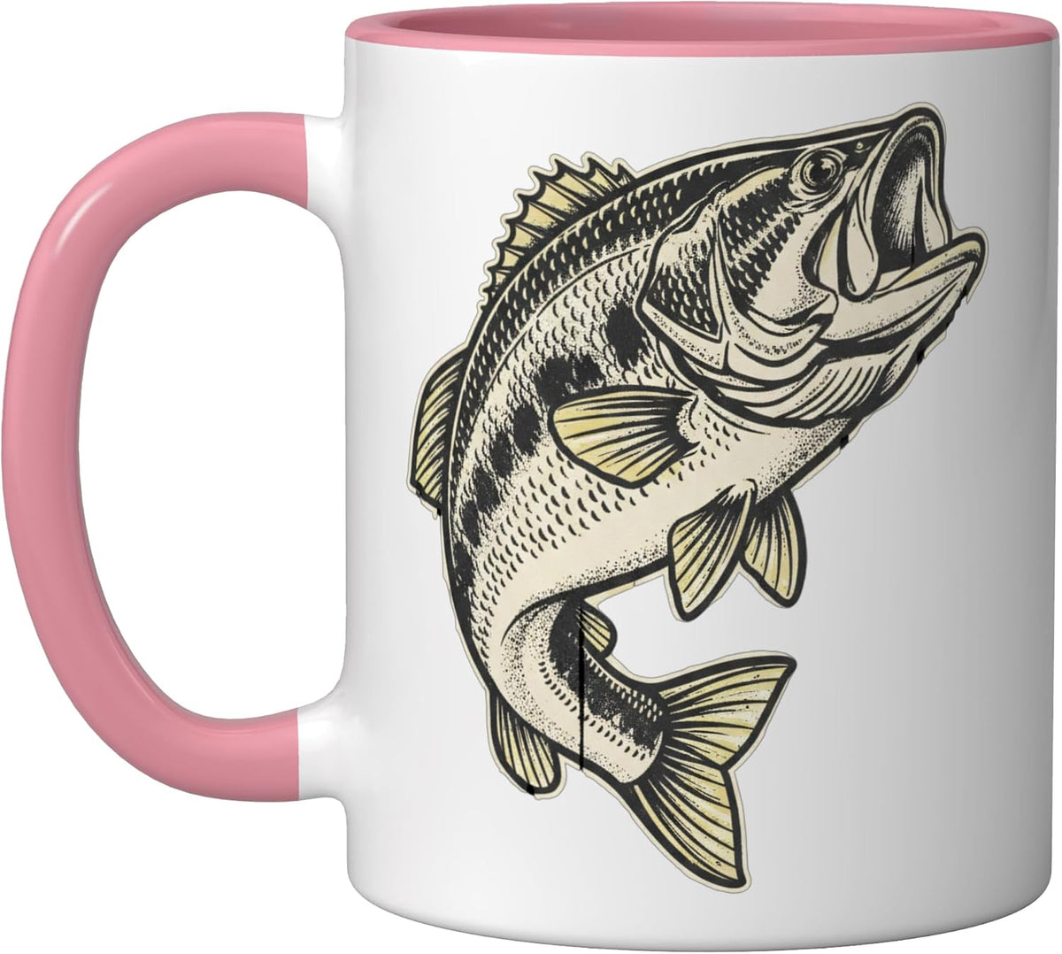 Big Bass Fishing Largemouth Angler Design Bass Fisherman Ceramic Mug