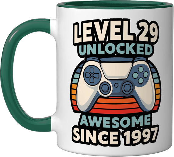 Level 29 Unlocked Awesome Since 1997 Gamer Birthday Ceramic Mug