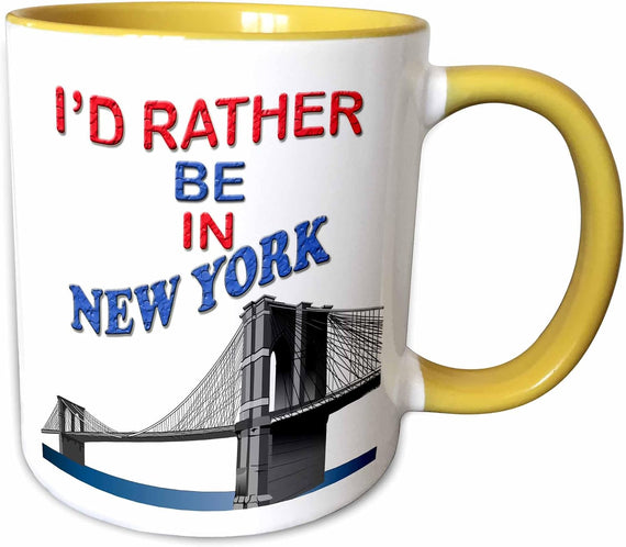 Id Rather Be In New York. Brooklyn Bridge Ceramic Mug