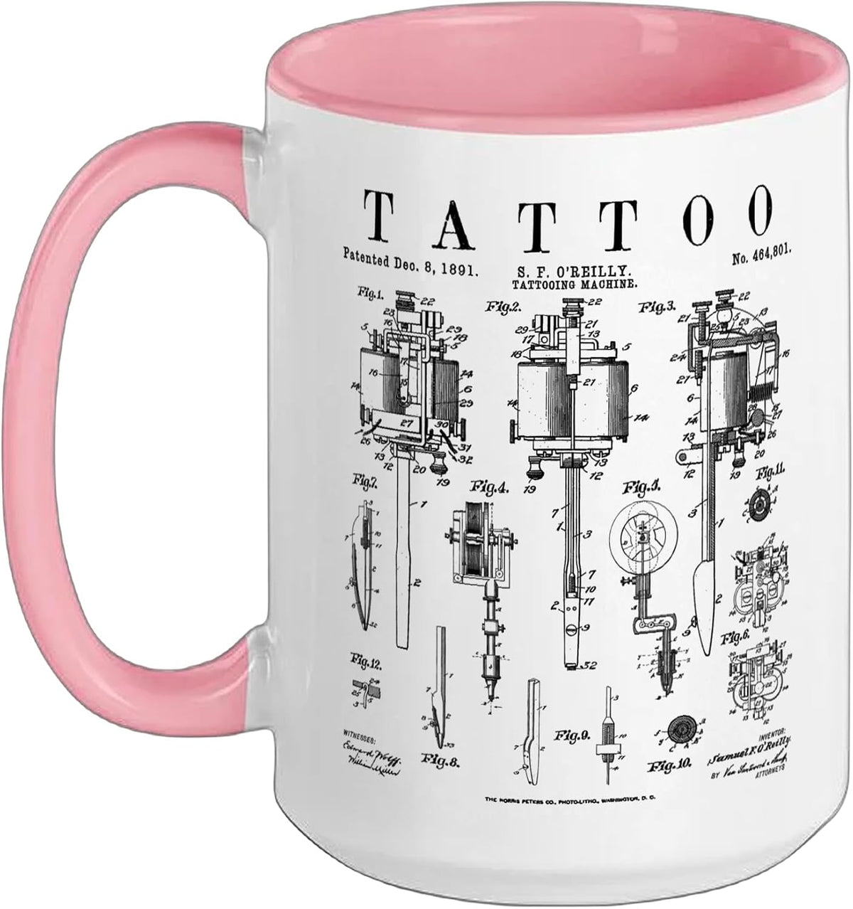 Tattoo Artist Vintage Patent Tattooing Machine Drawing Ceramic Mug