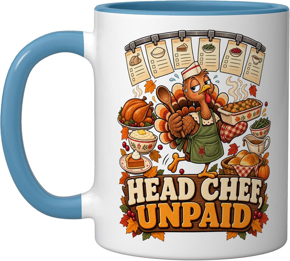 Head Chef Mom Grandma Turkey Thanksgiving Ceramic Mug