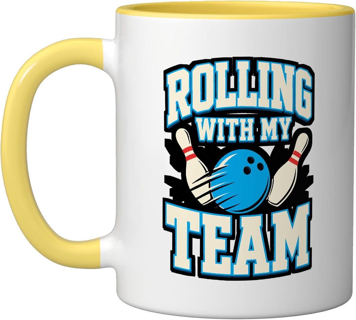 Rolling With My Team Bowling Ball Pins Ceramic Mug
