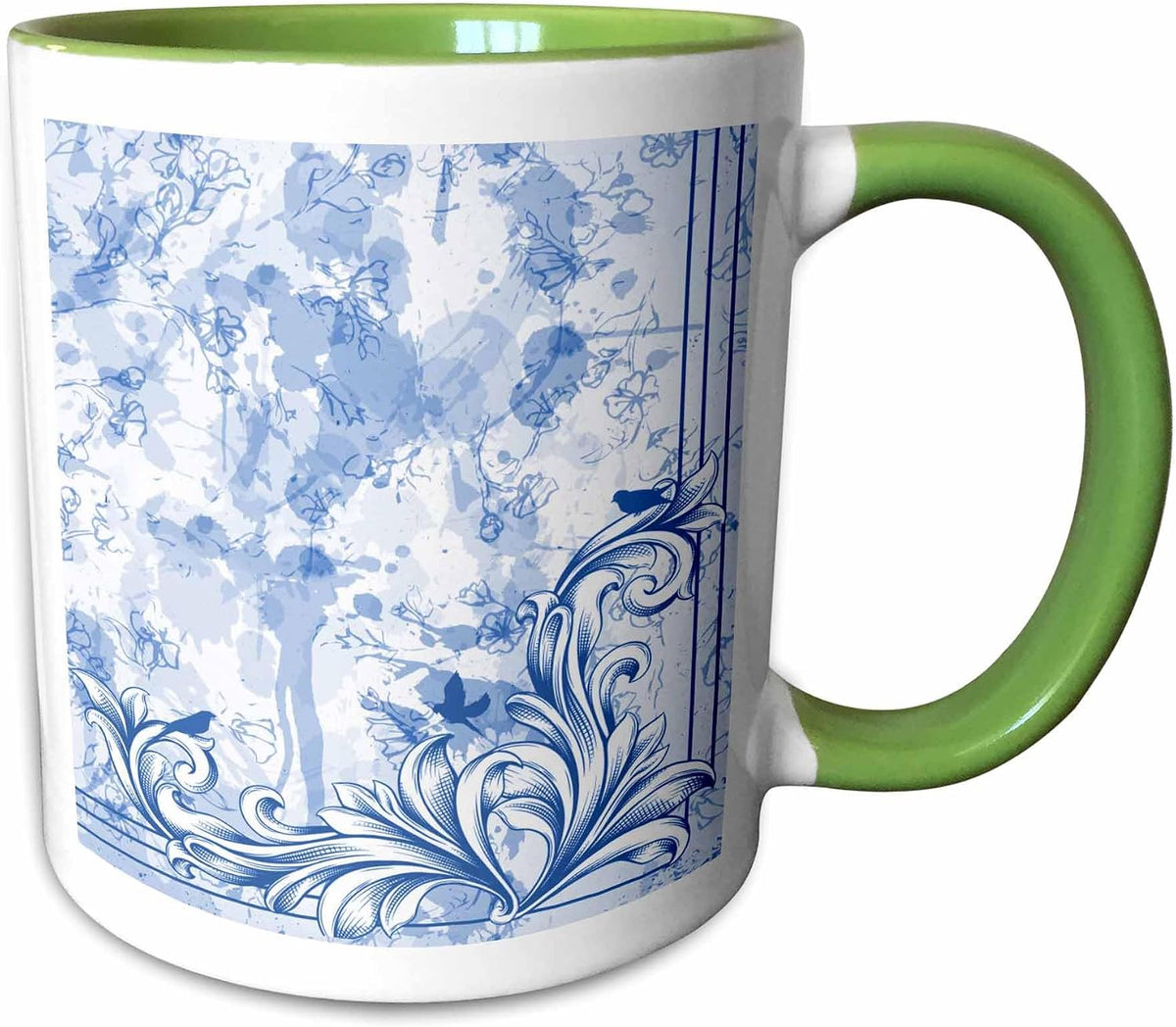 Splatter Grunge In Blue With Flourish Ceramic Mug