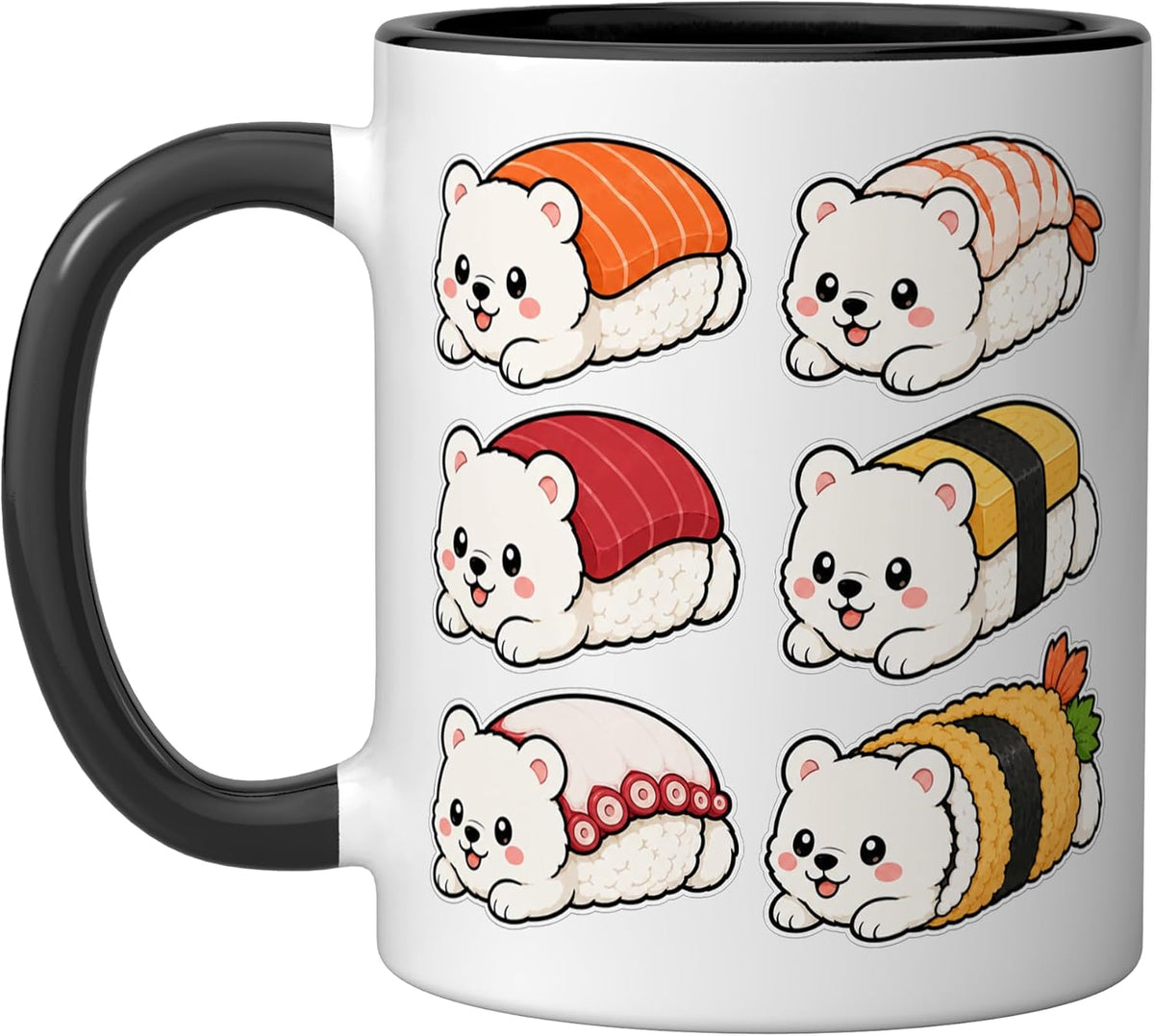 Polar Bear Sushi Roll Set Kawaii Ceramic Mug