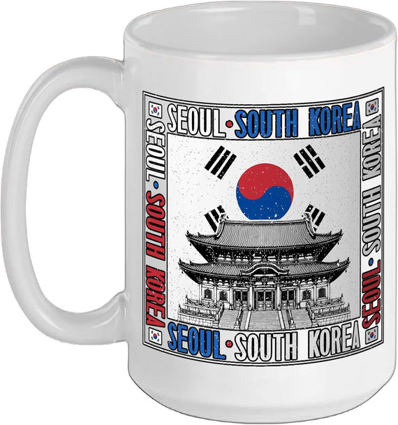 Seoul South Korea Korean Temple South Korea Flag Ceramic Mug