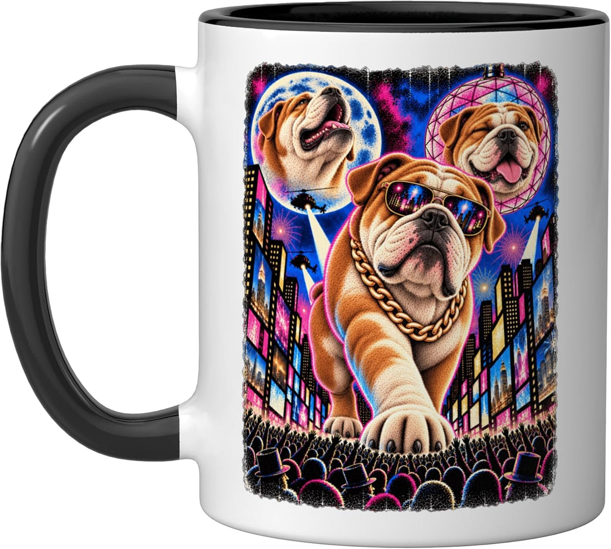 English Bulldog Times Square Hip Hop Party Cool Sunglasses Ceramic Mug