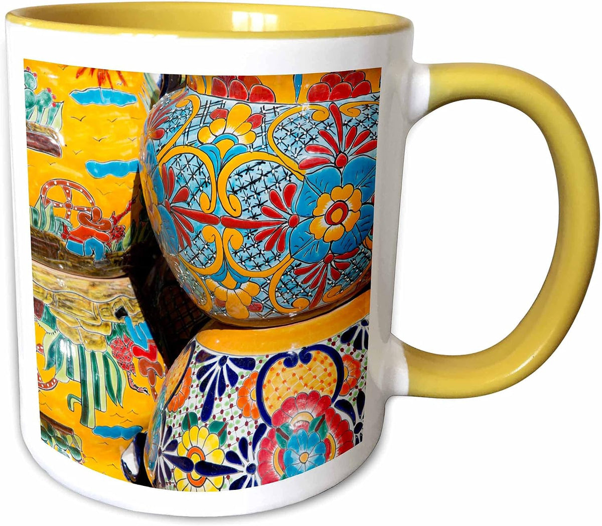 Classic Hand-Painted Mexican Pottery Ceramic Mug