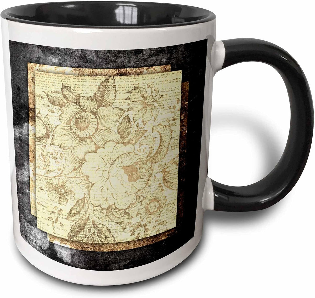 Grungy Floral Ceramic Mug