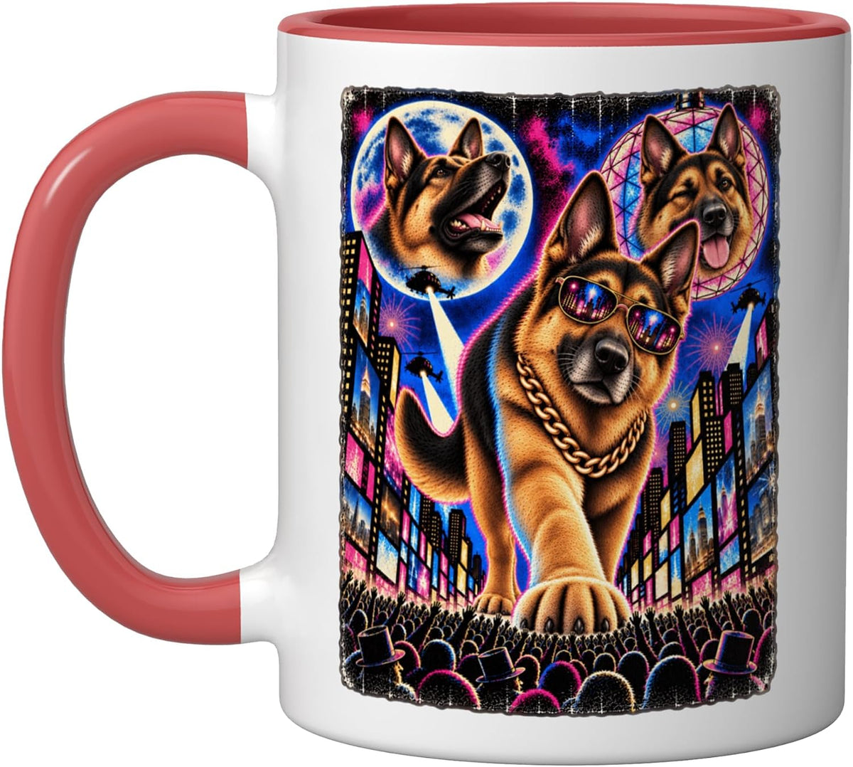 German Shepherd Times Square Hip Hop Party Cool Sunglasses Ceramic Mug