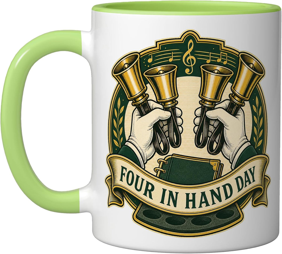 Four In Hand Day Handbell Ringer Ensemble Rehearsal Ceramic Mug