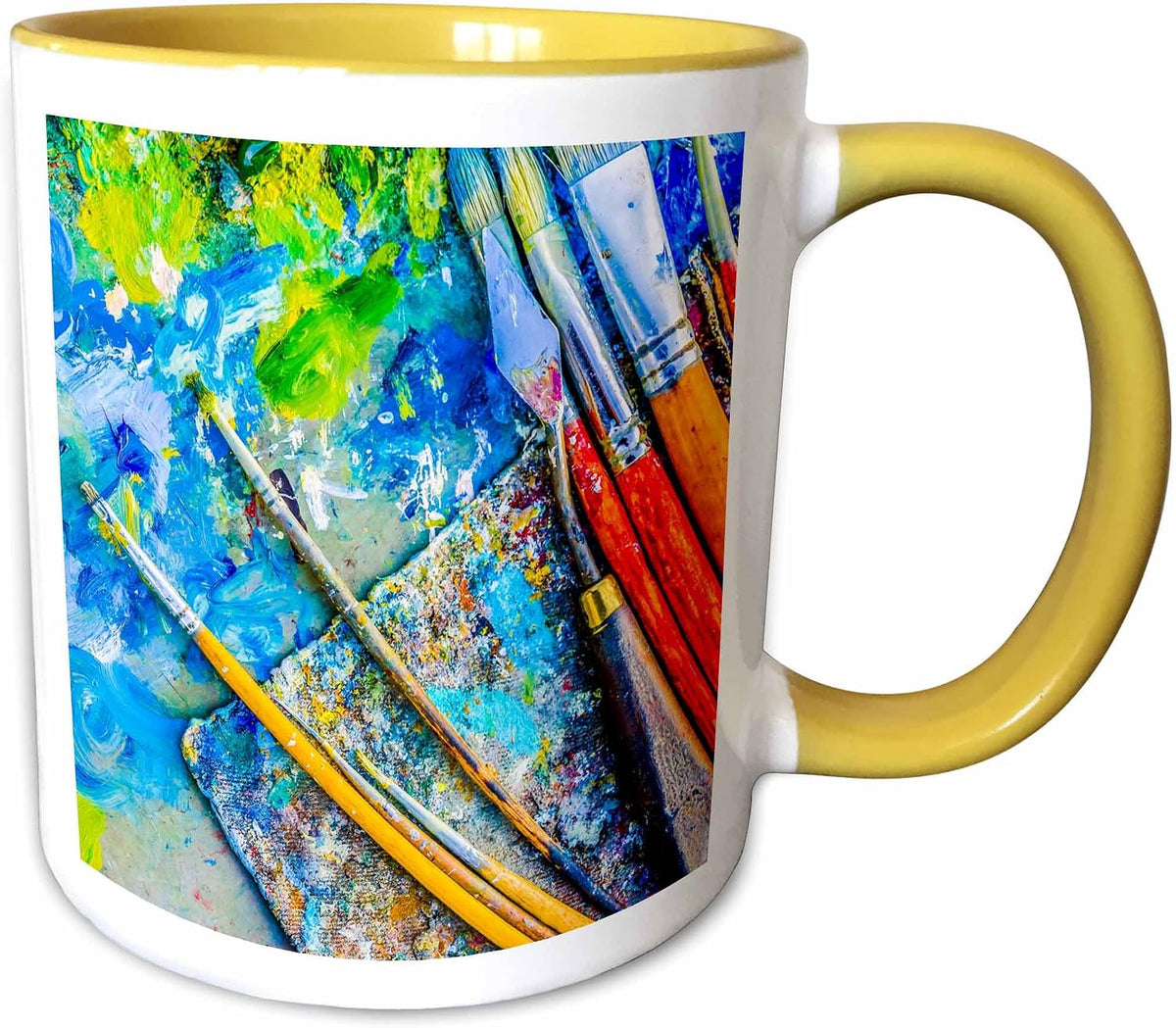 Painting Brushes, Knife, Palette. Tools Ceramic Mug