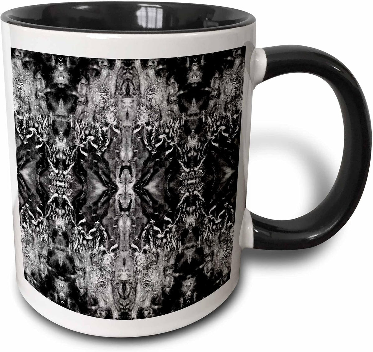 Black White Baroque Gothic Pattern Halloween Ceramic Mug