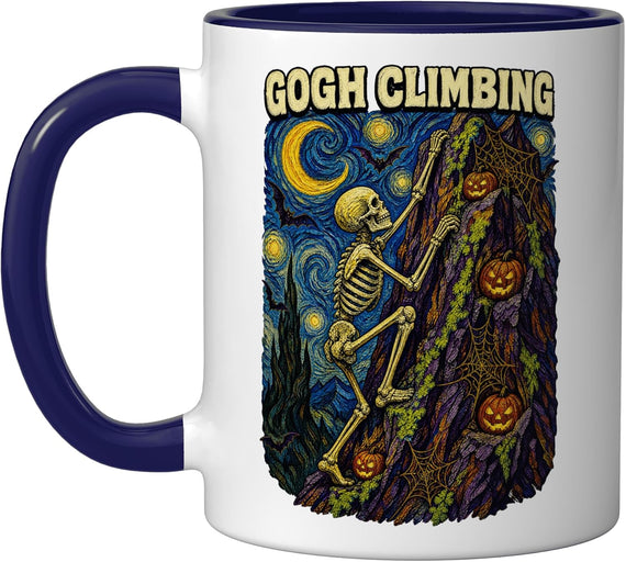 Gogh Climbing Skeleton Halloween Rock Climber Ceramic Mug