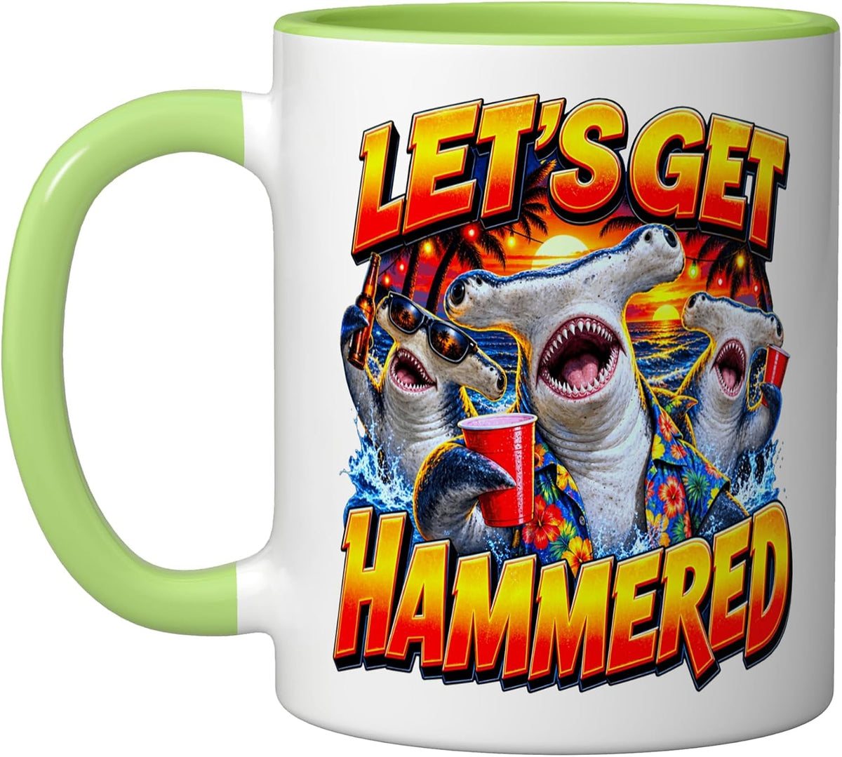 Let's Get Hammered Hammerhead Shark Pun Ceramic Mug