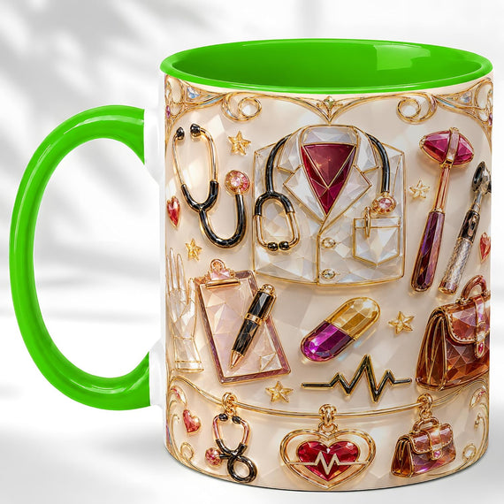 Gem Style Doctor Coat, Medical Tools Mug, Ceramic Ceramic Mug