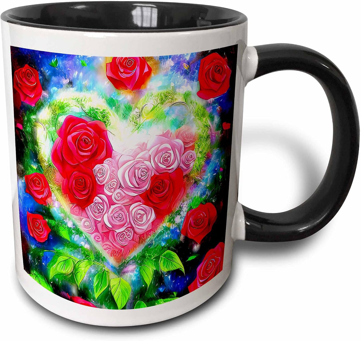 Valentines Day. Floral Heart Full Of Red Ceramic Mug
