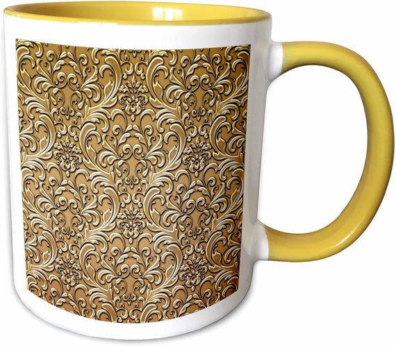 Burnished Gold Large Flourish Metal Effect Ceramic Mug
