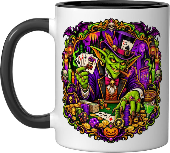 Gambler Cards Blackjack Poker Texas Holdem Spooky Casino Ceramic Mug