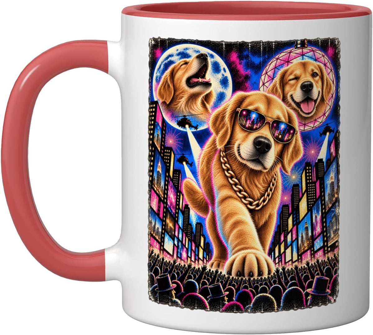 Golden Retriever Times Square Hip Hop Rap Party Cool Dog Ceramic Mug