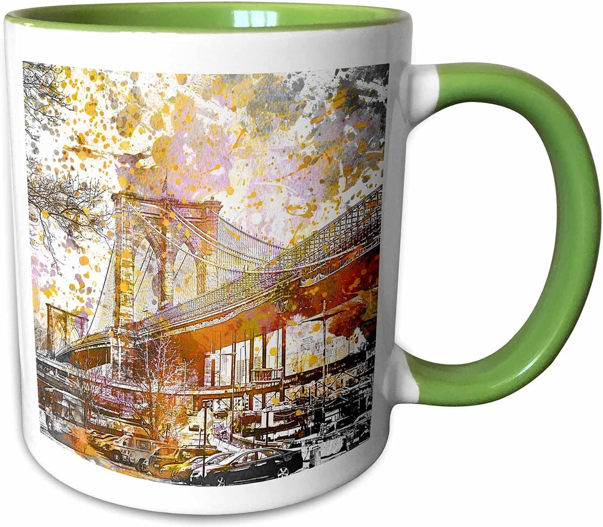 New York Brooklyn Bridge Illustration Ceramic Mug