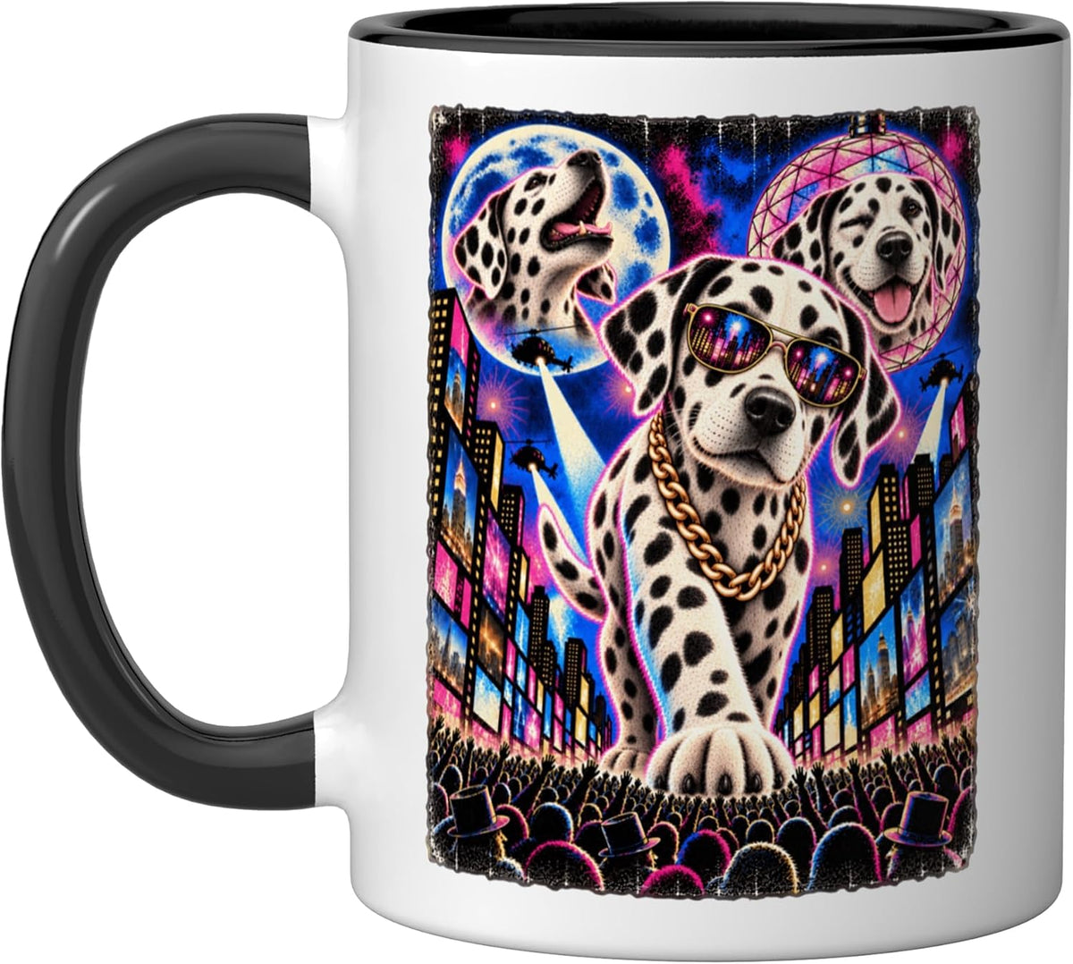Dalmatian Times Square Hip Hop Party Cool Sunglasses Chain Ceramic Mug