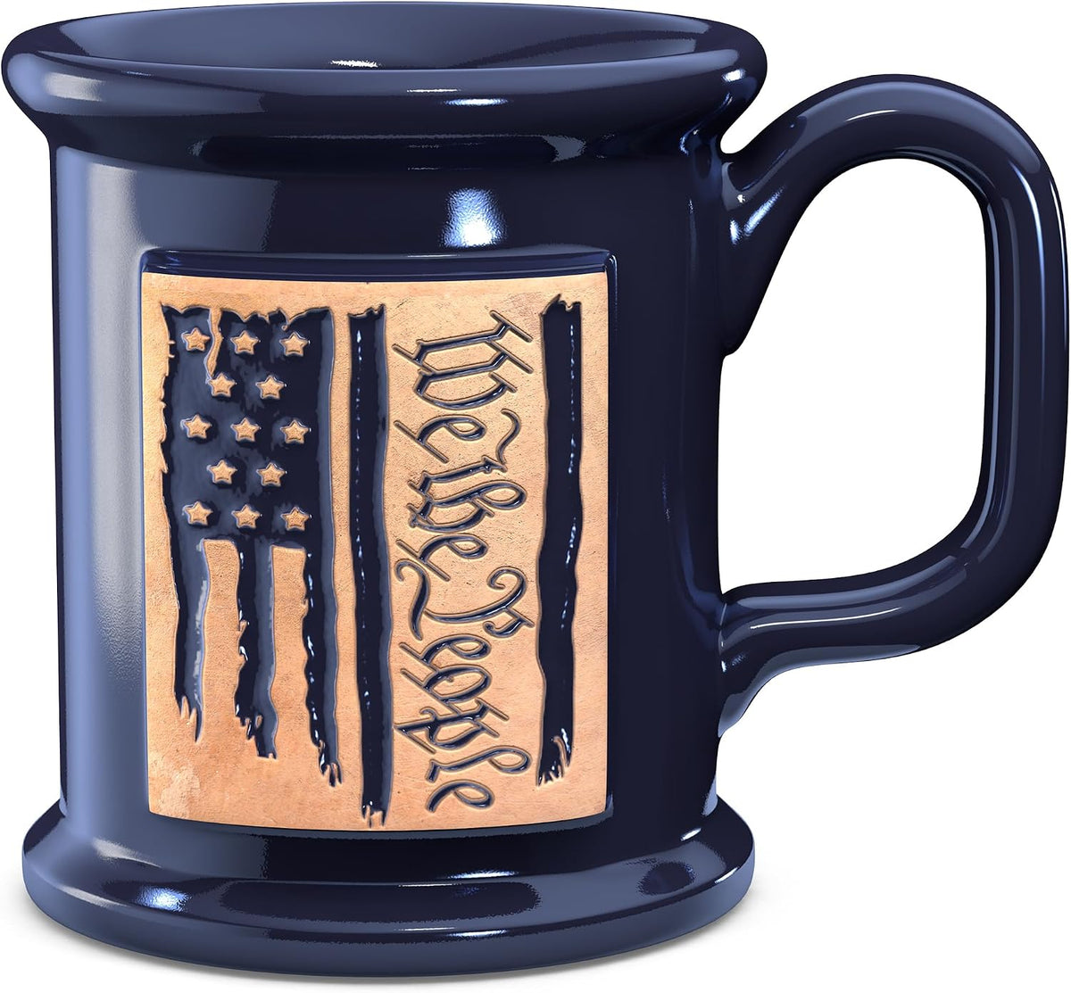 We The People Patriotic Flag Embossed Ceramic Mug