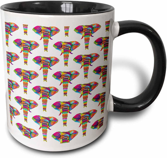 Rainbow Elephants Designs Ceramic Mug