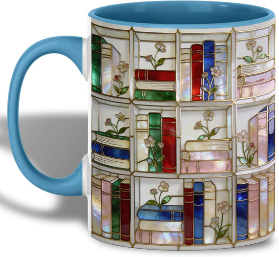 Stained Glass Books Ceramic Mug