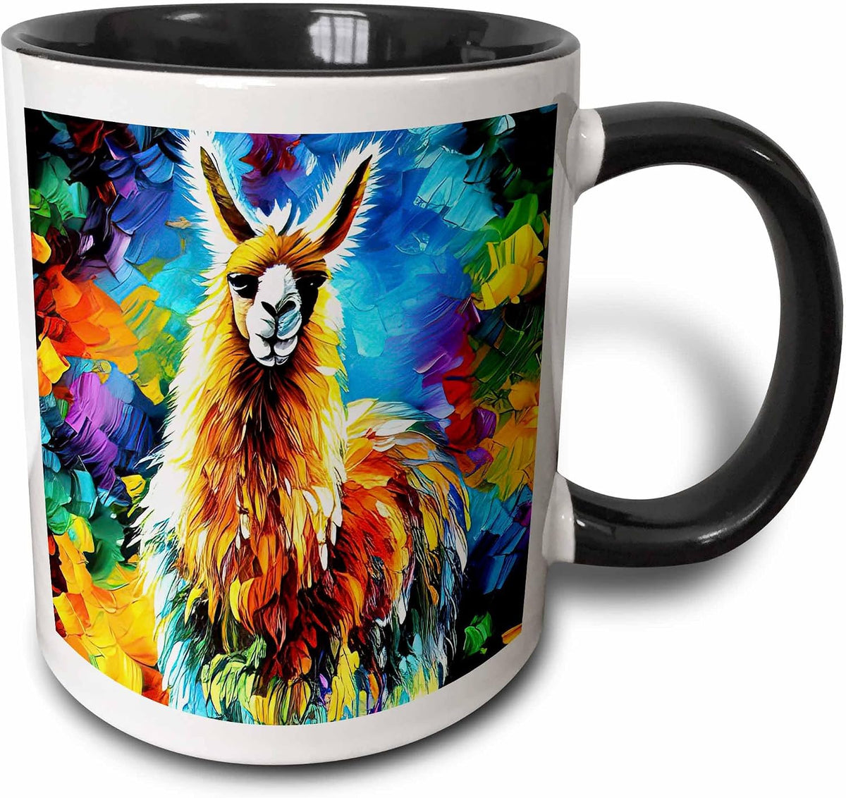 Colorful Painted Llama Portrait Ceramic Mug