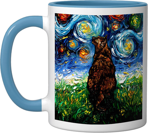Tortoiseshell Cat Starry Night Tortie Kitty Artwork Ceramic Mug