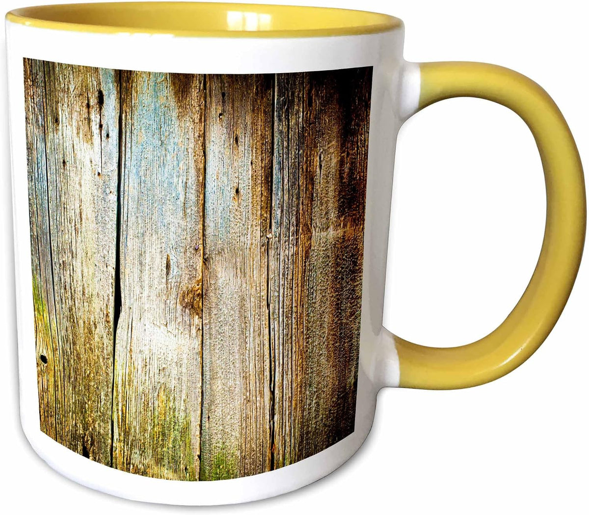 Distressed Brown Barn Wood Effect Ceramic Mug