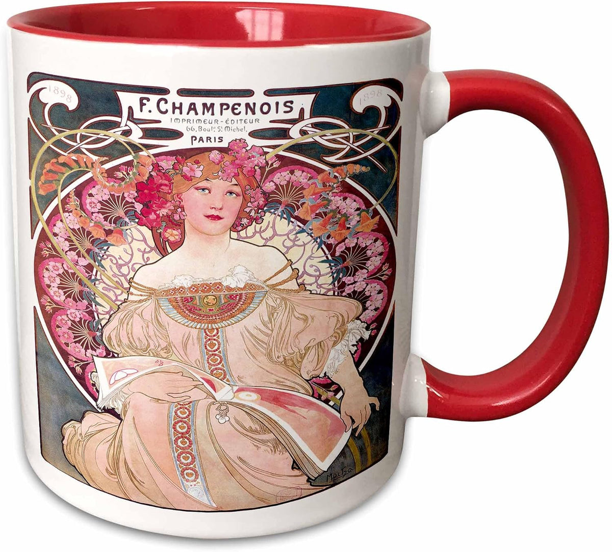 Vintage Art Nouveau F. Champenois Paris France Ceramic Mug