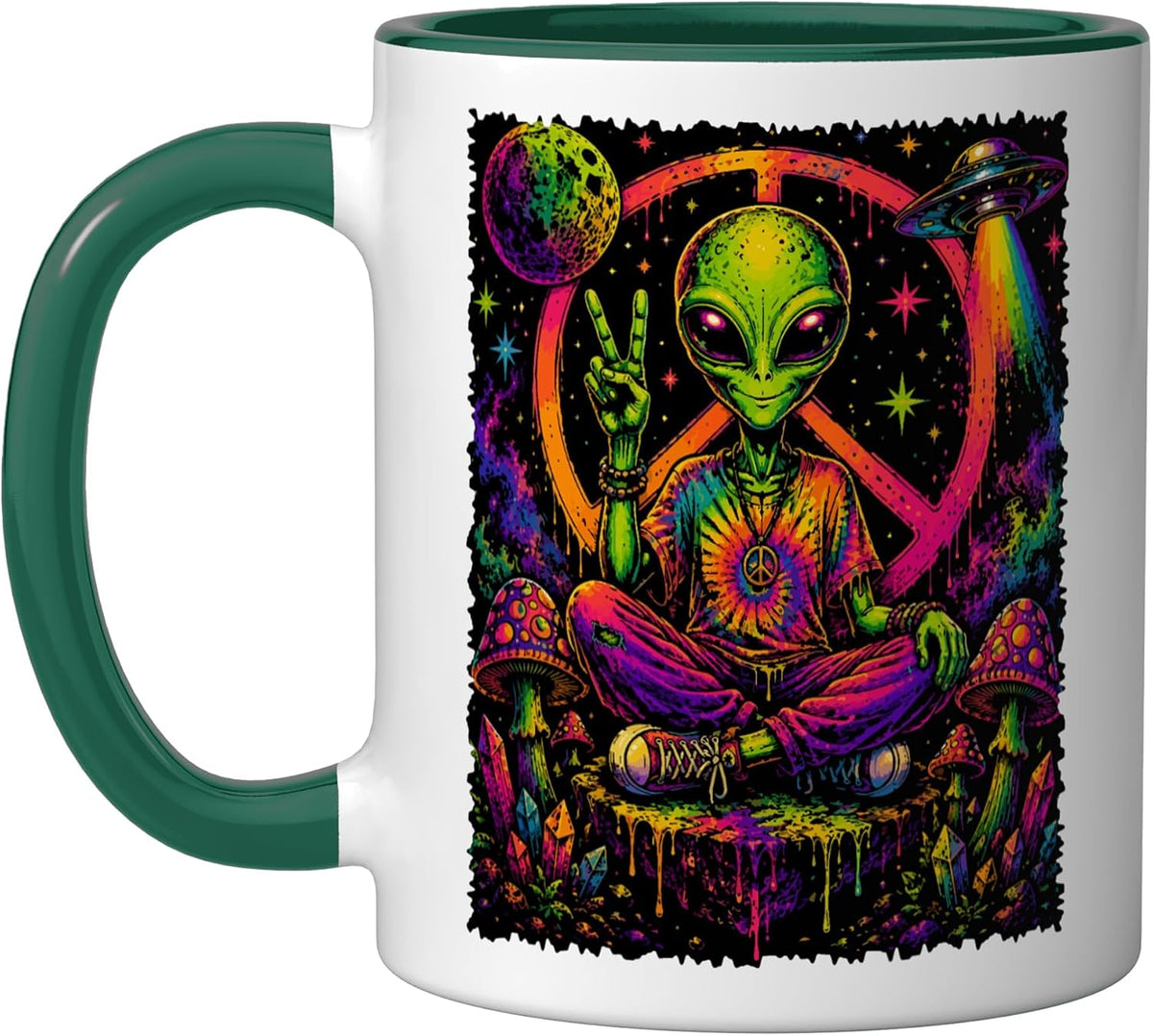 Retro Alien Ufo Space Art Vintage Style Design Ceramic Mug