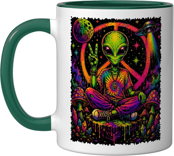 Retro Alien Ufo Space Art Vintage Style Design Ceramic Mug