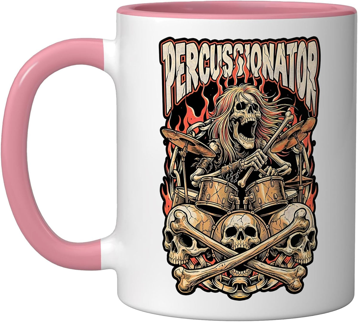 Percussionator Skeleton Drummer Skull Drums Rock Music Ceramic Mug