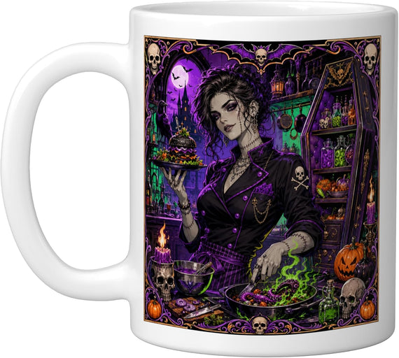 Gothic Witch Chef Halloween Kitchen Ceramic Mug
