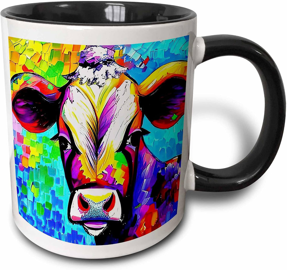 Funny Colorful Cow. Charming Digital Ceramic Mug