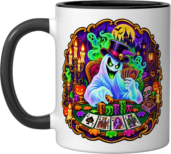 Poker Ghost Texas Holdem Player Casino Gambling Gambler Ceramic Mug