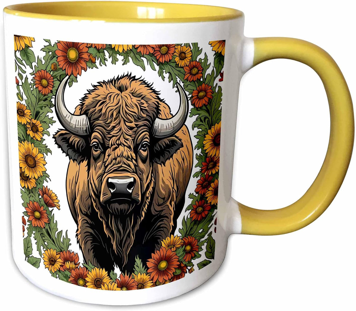 Oklahoman Buffalo Surrounded By Gaillardia Ceramic Mug